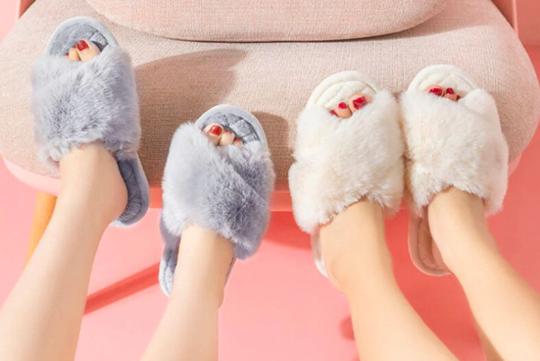 £9.99 instead of £39.99 for a pair of women’s plush fluffy slippers from Shop In Store – save 75%