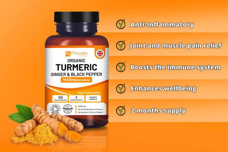 Organic Turmeric, Ginger & Black Pepper Supplements – 2, 4 or 6 Month Supply* £12.99 instead of £39.99