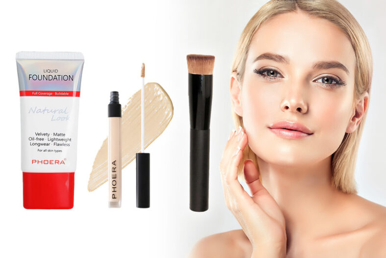 3-Piece Perfect Base Makeup Kit – Foundation, Concealer & Brush! £12.50 instead of £34.97