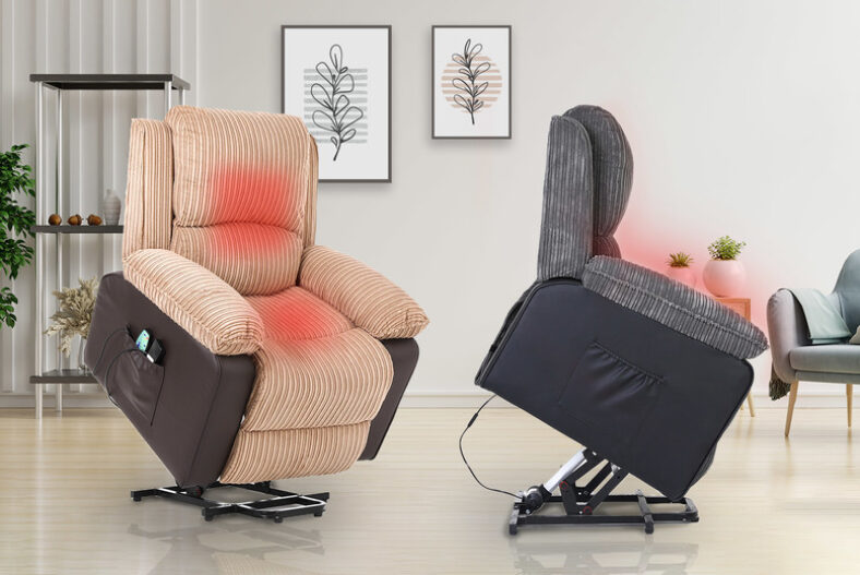 Heated Jumbo Recliner Massage Chair – Brown or Grey! £439.00 instead of £499.99