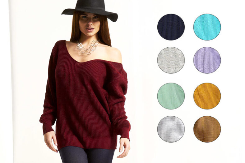 Off the Shoulder Chunky Knit Jumper – 10 Colours! £10.99 instead of £30.00