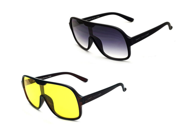 East Village Suckerpunch Visor Sunglasses – Black & Yellow £9.99 instead of £30.00