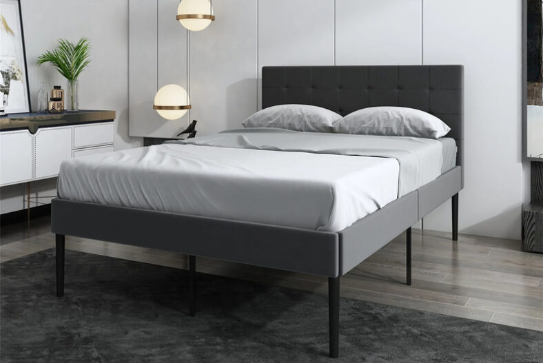 Linen Grey Bed Frame Set with Mattress Options! £249.00 instead of £499.99