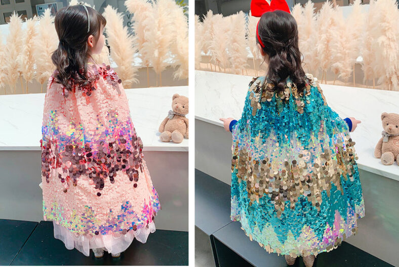 Kids Sequin Princess Cape – Pink or Blue! £14.99 instead of £39.99