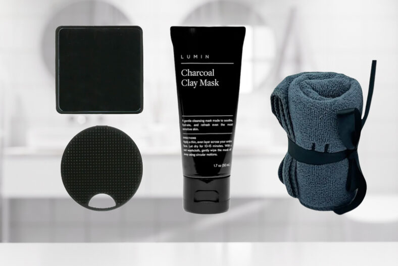 £12.99 instead of £29.99 for a Lumin skincare bundle including charcoal clay mask, silicone scrubber and face towel from Forever Cosmetics – save 57%