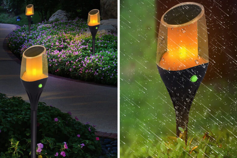 New Design Flame Solar Lamp Outdoor Torch Light – 3 Pack Sizes £9.99 instead of £29.99