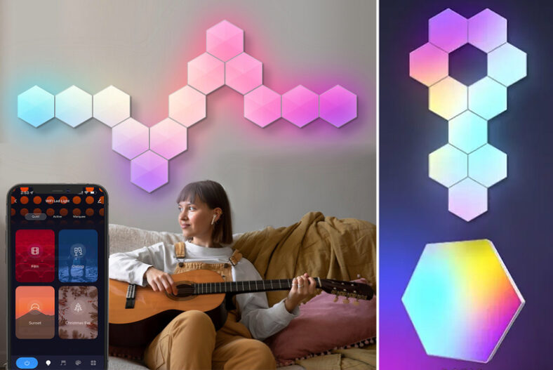 From £29.99 instead of £59.99 for a LED Hexagonal Colour Changing Wall Lights from Justgiftdirect – save up to 50%