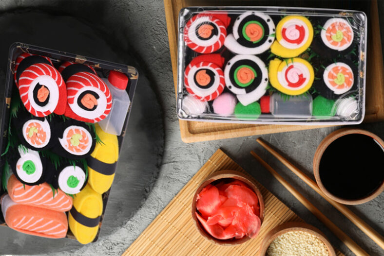 Unisex Sushi Roll Socks Box Set – 3, 4 or 5 Pairs! £7.99 instead of £20.99