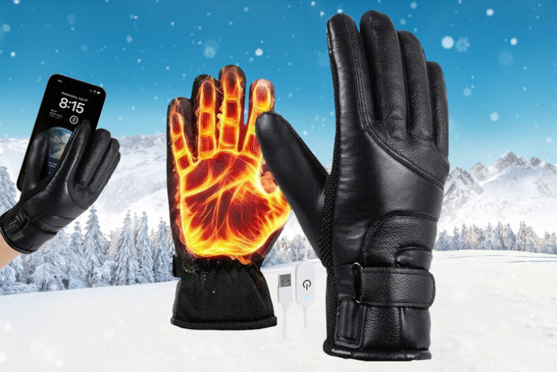 Waterproof Heated Touch Screen Gloves – Black or Pink! £11.99 instead of £27.98