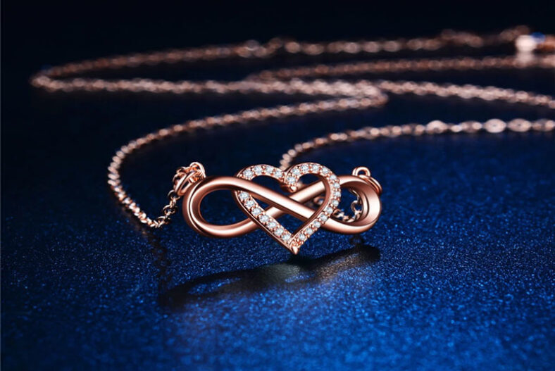 Sterling Silver Infinity Crystal Heart Necklace – 2 colours! £12.00 instead of £59.00