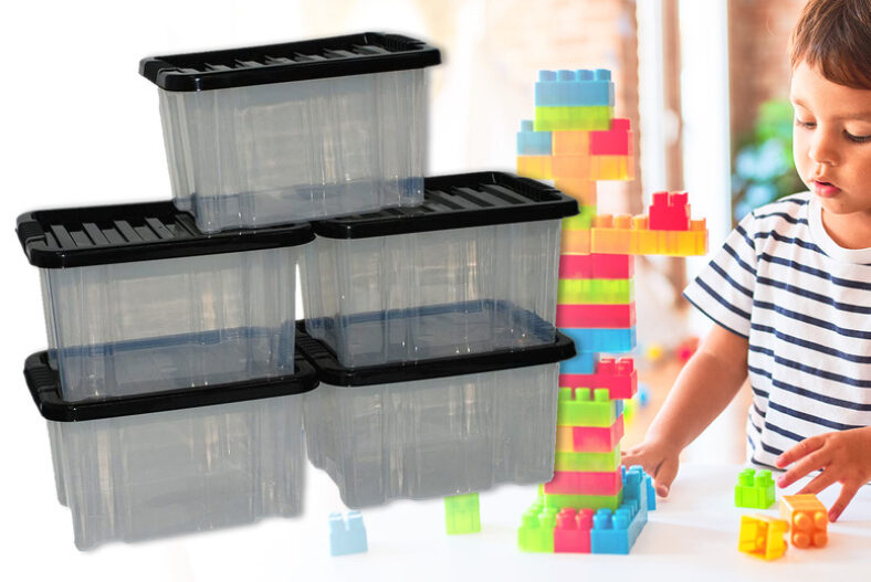 From £19.99 instead of £49.99 for a set of five plastic storage boxes from Anything 4 Home – choose your size and save up to 60%