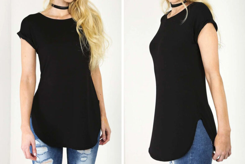 Women’s Curved Hem T-Shirt – 11 Colours & Sizes 8-26! £8.99 instead of £10.00