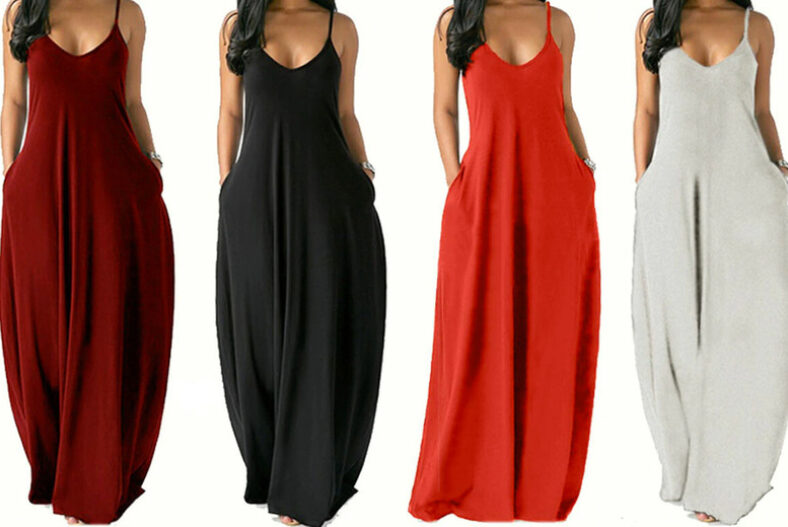 Women’s Strappy Sling Dress – Red, Grey, Orange or Black! £12.99 instead of £37.99