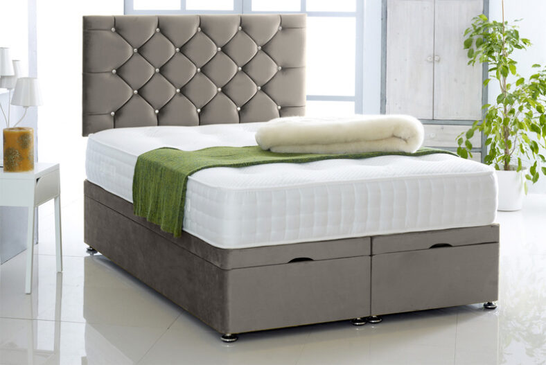 Chesterfield Divan Bed with Headboard – 6 Sizes & 8 Colours £299.00 instead of £620.00