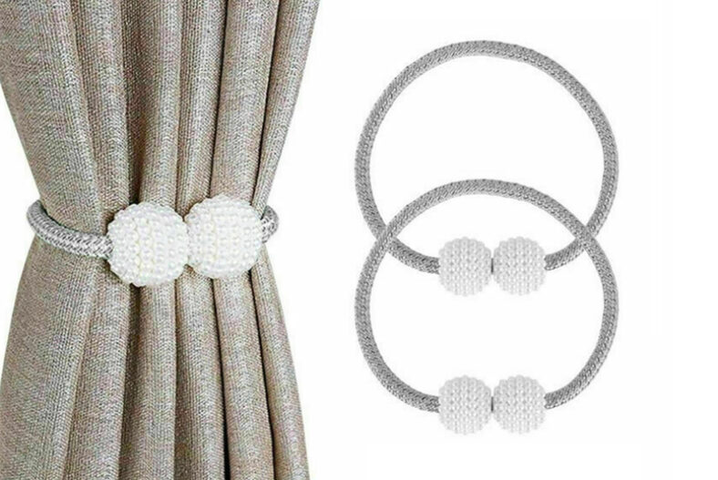 £6.99 instead of £16.99 for a pack of two magnetic pearl ball curtain tie backs in your choice of seven colours, £9.99 for a pack of four, or £12.99 for a pack of eight from Benzbag