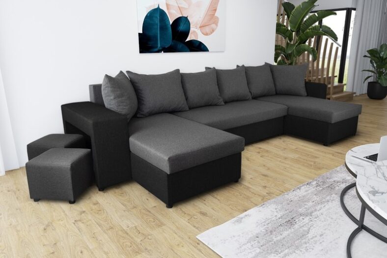 Ibra Fabric U-Shaped Corner Sofa Bed – 2 Colours! £699.00 instead of £1299.00