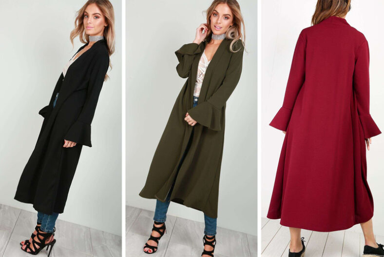 Frill Trimmed Long Sleeve Maxi Jacket £15.99 instead of £50.00