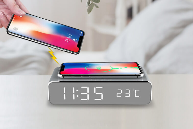 Multi-function Desktop Alarm Clock with Wireless Charger £12.99 instead of £39.99