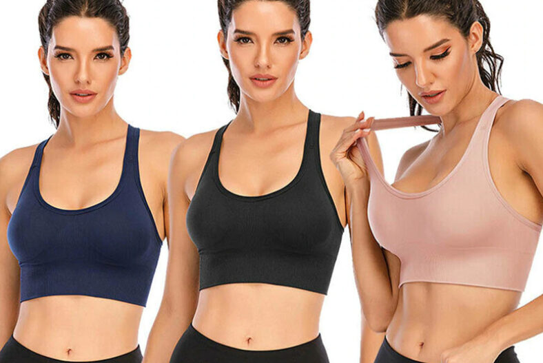 £7.99 instead of £19.99 for a cross back sports bra in pink, black or blue in UK sizes 8-12 from Shop In Store – save 60%