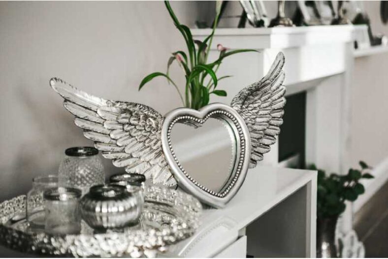Heart Shape Winged Silver Mirror £21.99 instead of £28.99