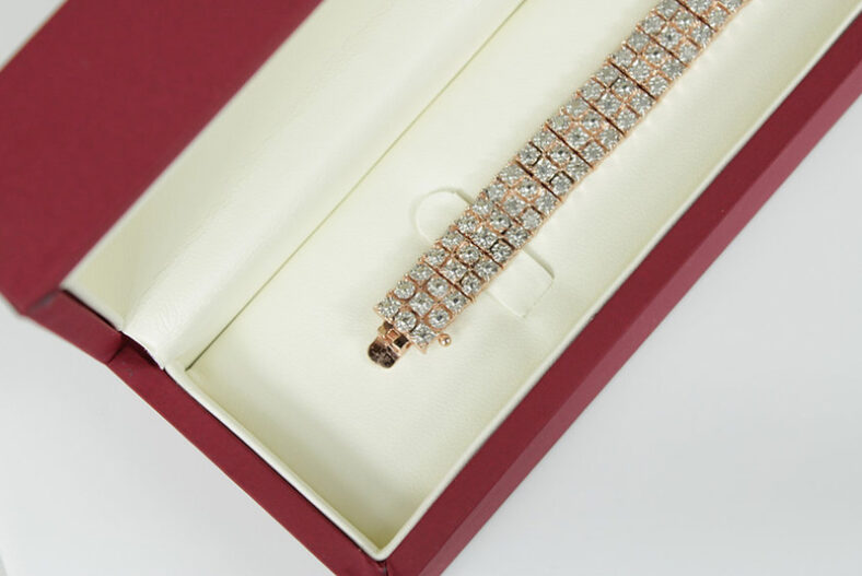 Natural Diamond Triple Row Round Cut Bracelet in Rose Gold £219.00 instead of £379.99