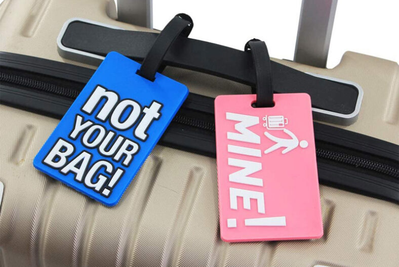 Novelty Slogan Luggage Tags – Red, Blue, Pink and Green! £4.99 instead of £19.99