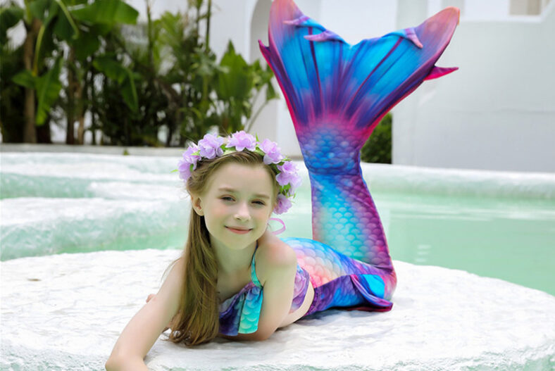 Kids Swimming Mermaid Tail Costume – 8 colour options! £19.99 instead of £39.98