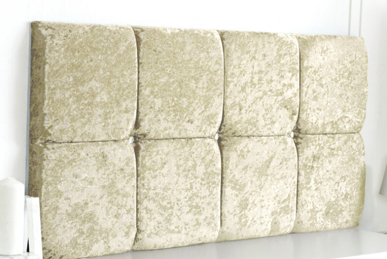 Cream Crushed Velvet 20” Headboard With Diamond Buttons £24.99 instead of £99.99