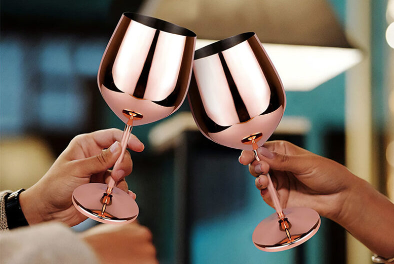 £8.99 instead of £39.99 for a single stainless steel wine glass, or £16.99 for two from Shop In Store – save up to 78%
