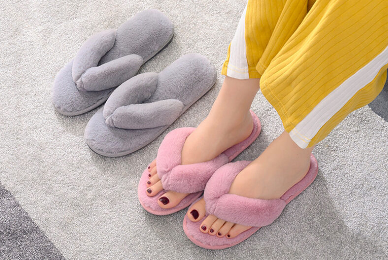 Women’s Fluffy Slippers – White, Pink, Black or Grey £10.99 instead of £29.99