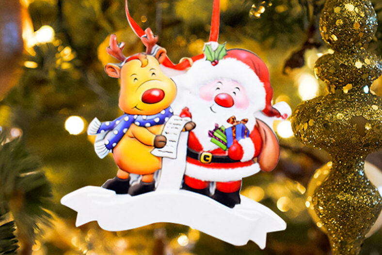 Santa and Reindeer Christmas Ornament – Pack of 1 or 2 £4.99 instead of £17.99