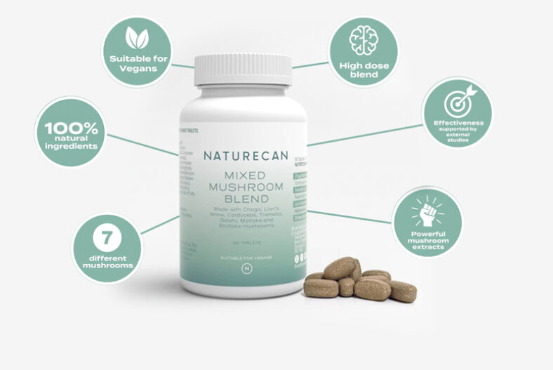 Naturecan Mushroom Complex Supplement Tablets – 90 Capsules £21.00 instead of £24.99
