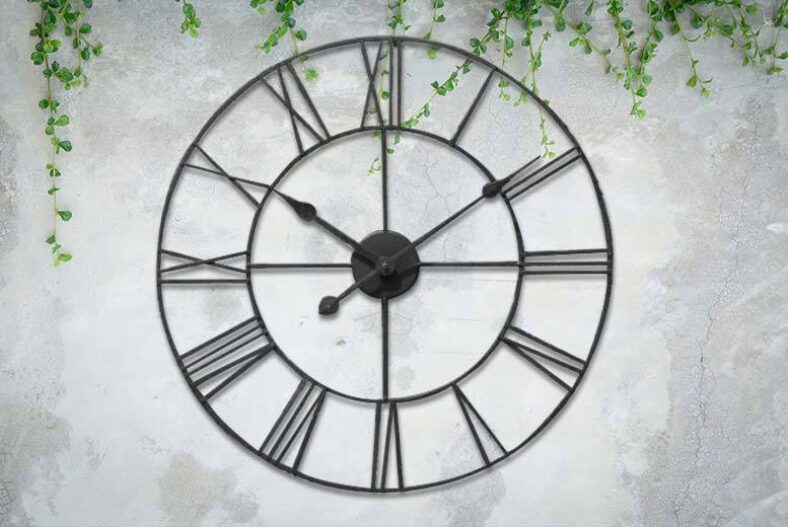 Traditional Cast Iron-Effect Roman Numeral Clock – 40 or 60cm £16.99 instead of £35.00