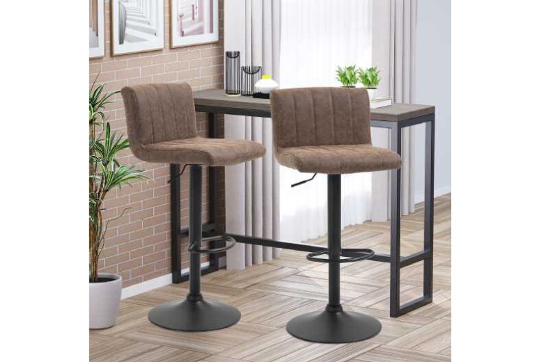 £99.99 instead of £135.99 for a HOMCOM Brown Gas Lift Barstools – save up to 26%