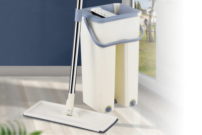 Flat Squeeze Mop Bucket Set – 2 or 4 Microfibre Heads! £14.99 instead of £24.99
