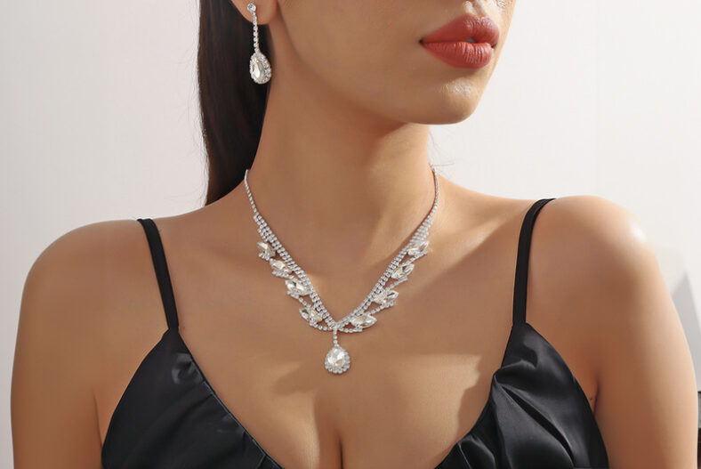 Crystal Necklace and Earring Set – 6 Colours £14.99 instead of £19.99