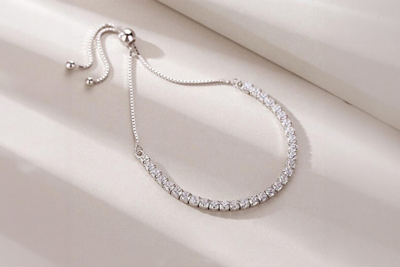 Silver Bracelet with Adjustable CZ Crystals in 16 to 23cm £16.99 instead of £49.99