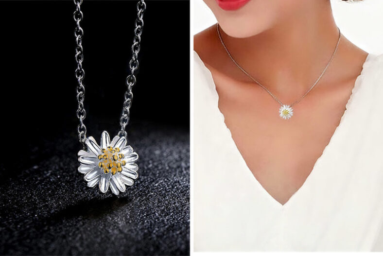 Silver and Gold Daisy Delight Long Necklace for Women £6.99 instead of £16.99