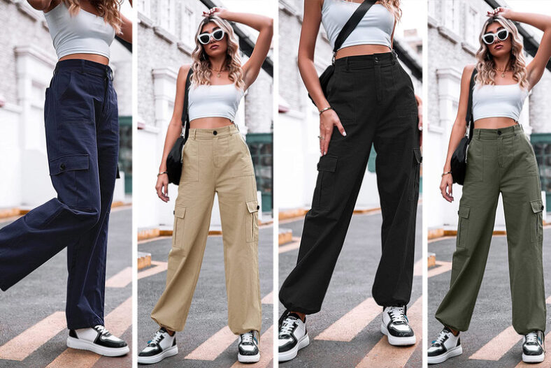 £14.99 instead of £29.99 for a pair of women’s high waisted wide-leg cargo trousers from UK Dream Store – save 50%