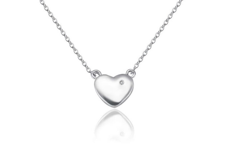 White Gold Plated Heart Shaped Natural Diamond Pendant £19.99 instead of £63.99