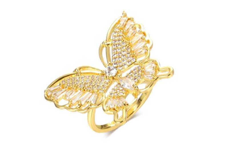 Gold Butterfly With Crystals Open Ring £10.00 instead of £29.99