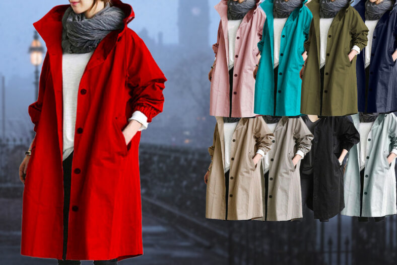 Women’s Lightweight Hooded Raincoat – 8 Sizes & 9 Colours! £14.99 instead of £29.99