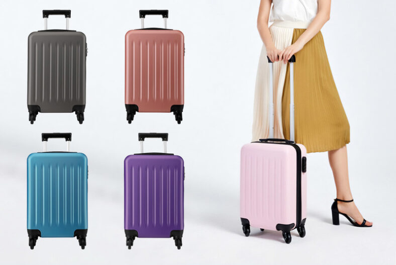 £25.99 instead of £38.05 for a hard shell 19” carry on suitcase from Miss Lulu – save 32%