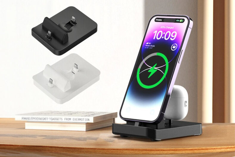 2 in 1 Wireless Charging Stand for iOS in Black and White £6.99 instead of £23.99