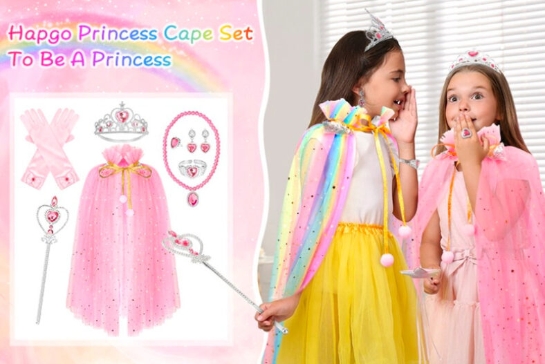 £9.99 instead of £16.99 for a kid’s Frozen inspired, eight-piece dress up set with seven colour options from UK Dream Store – save 41%
