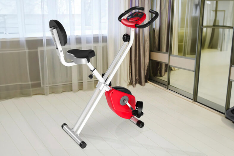 Steel Exercise Bike with LCD Display for Home Gym in Red or Yellow £79.00 instead of £180.99