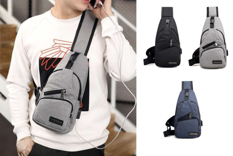 USB Charging Cross Body Bag in 3 Colours £6.99 instead of £19.99