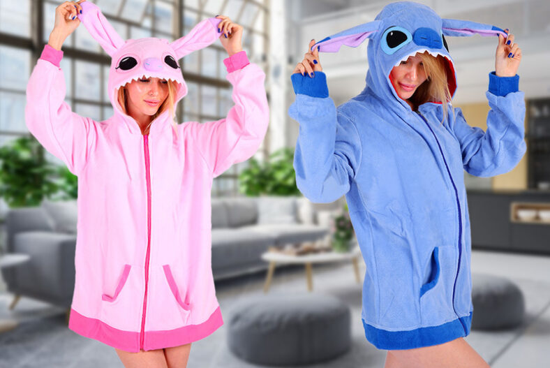 Stitch Zipper Hooded Sweatshirt in 2 Colours and 4 Sizes £12.99 instead of £29.99