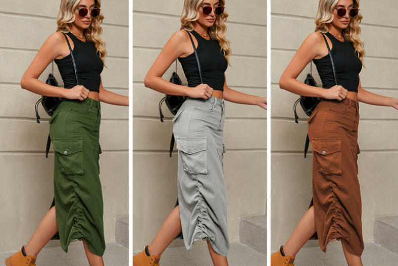 Cargo Denim High Waisted Skirt in 5 Sizes and 6 Colours £14.99 instead of £49.99