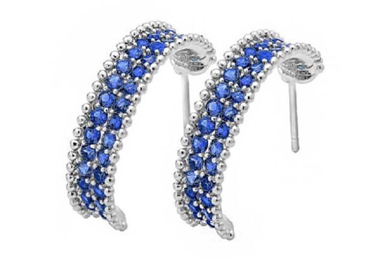 Curved Blue Crystal C-Hoop Earrings £5.99 instead of £39.99